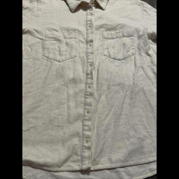 Madewell Cotton Ivory Button Quiet Luxury Double Pocket Womens Work Shirt Medium - Picture 7 of 14